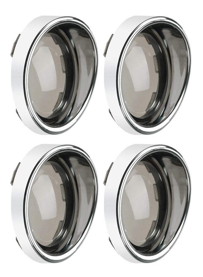 PBYMT Smoke Turn Signal Lens Cover 2" Bullet Visor-Style Chrome Bezels Compatible for Harley Touring Dyna Street Glide Road King Road Glide Softail Sportster Custom Cruiser 2000-2024 (4pcs) - Image 1